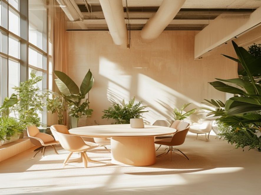 Modern office space with open layout and natural light for team collaboration